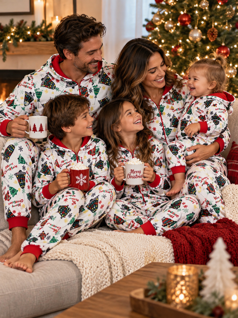 Christmas Print Jumpsuit Pajama Set