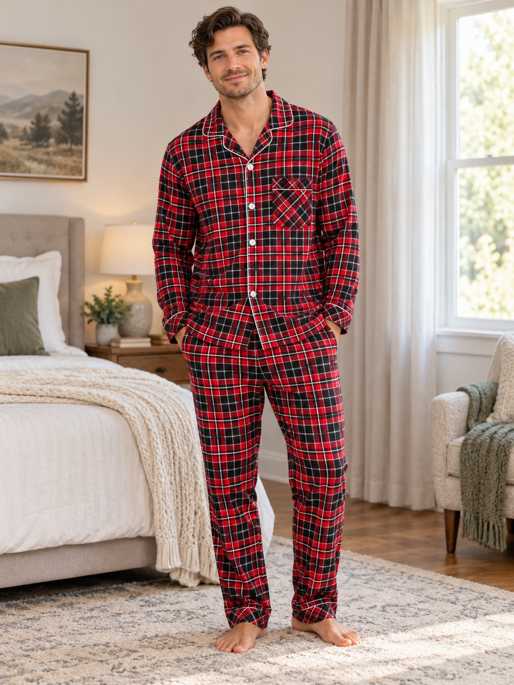 Men's Check Pajama Set