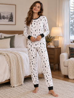 Women's Pine Tree Print Pajama Set