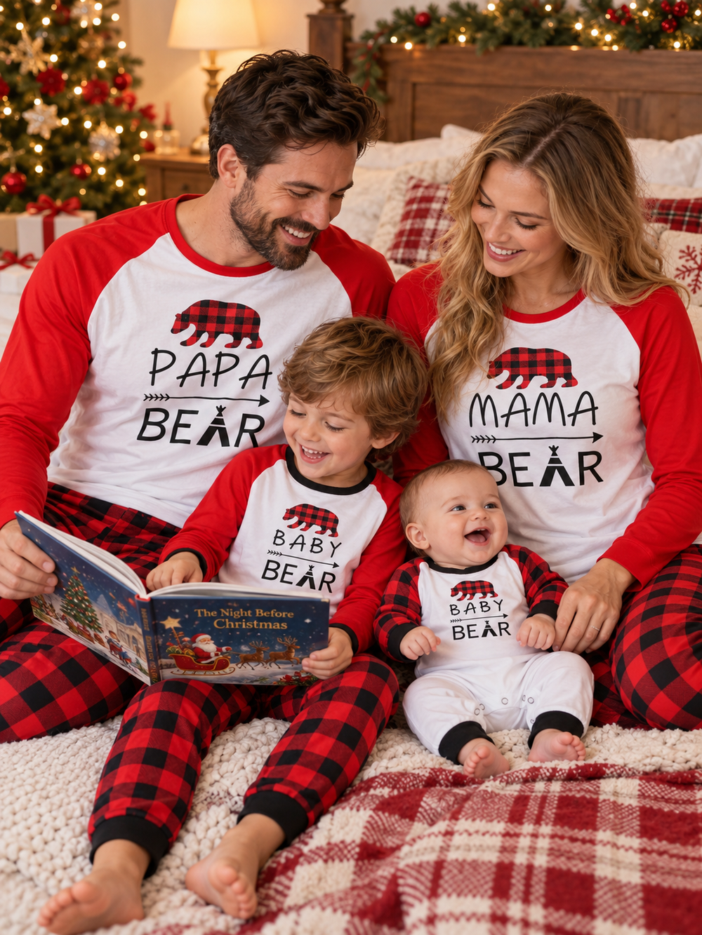 Family Mama Papa Bear Christmas Pajama Set