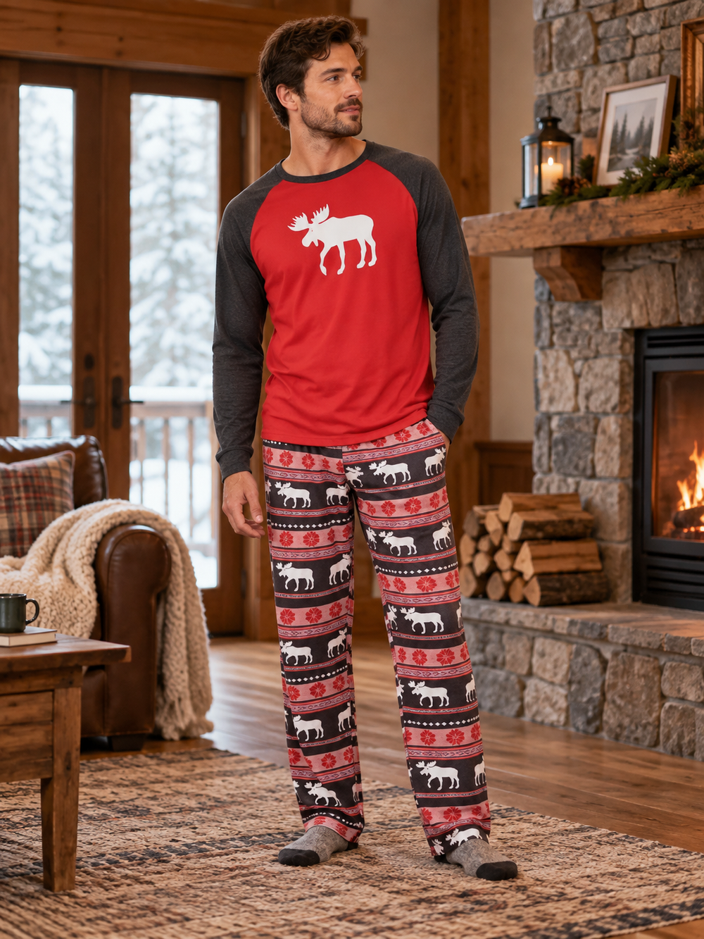 Men's Christmas Reindeer Pajama Set