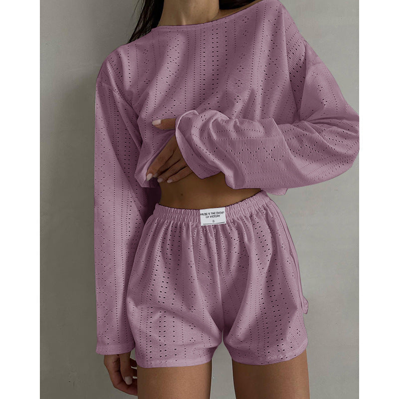 Loose Pullover Top Shorts Set