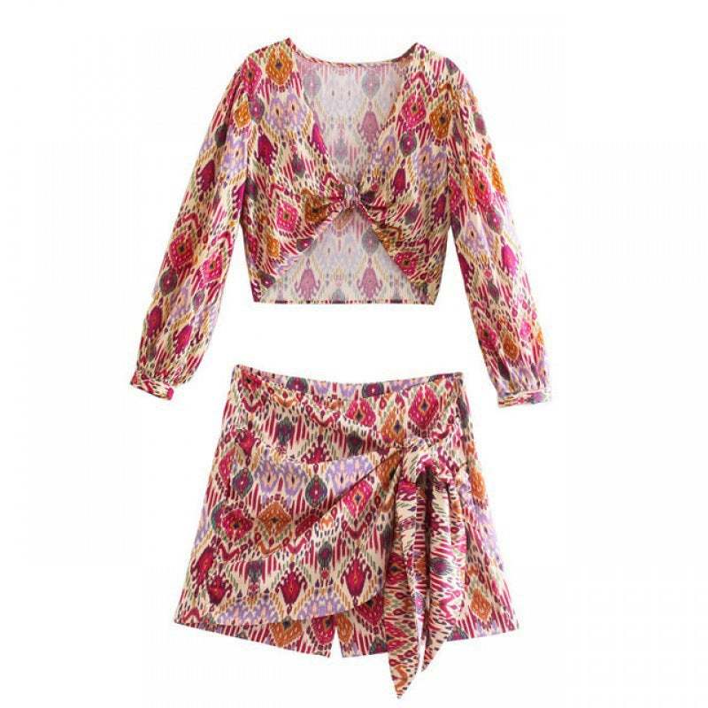 Print Skirt Shorts Set