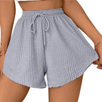 Lace Up High Waisted A-Line Shorts
