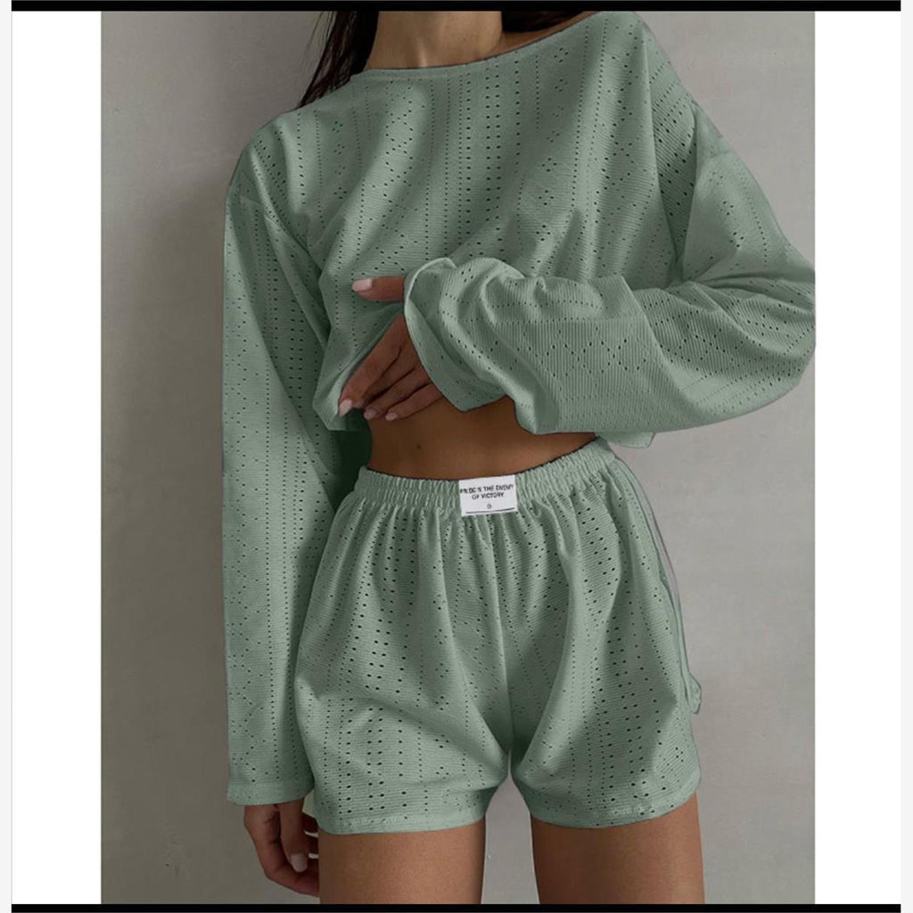 Loose Pullover Top Shorts Set