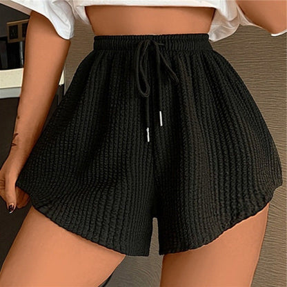 Lace Up High Waisted A-Line Shorts