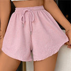 Lace Up High Waisted A-Line Shorts