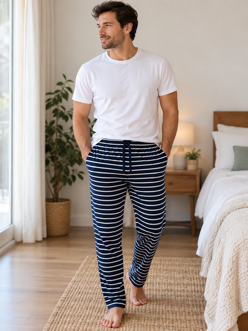 Men's Striped Cotton Pajamas