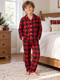 Boy's Check Print Pajama Set