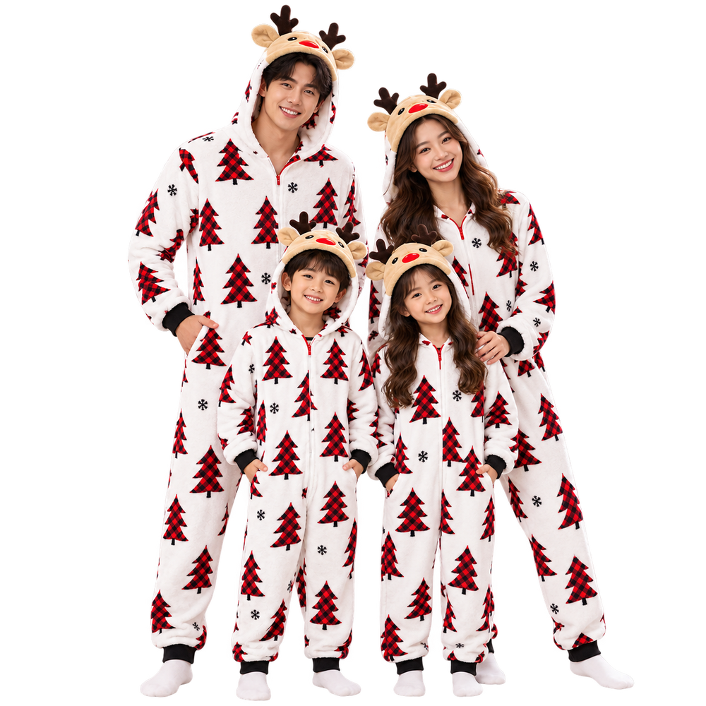 Christmas Tree Hooded Jumpsuit Pyjama Set