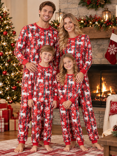 White Christmas Plaid O-Neck Family Pajamas