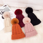 Women Braided Beanie for Holidays With Removable Pom-pom