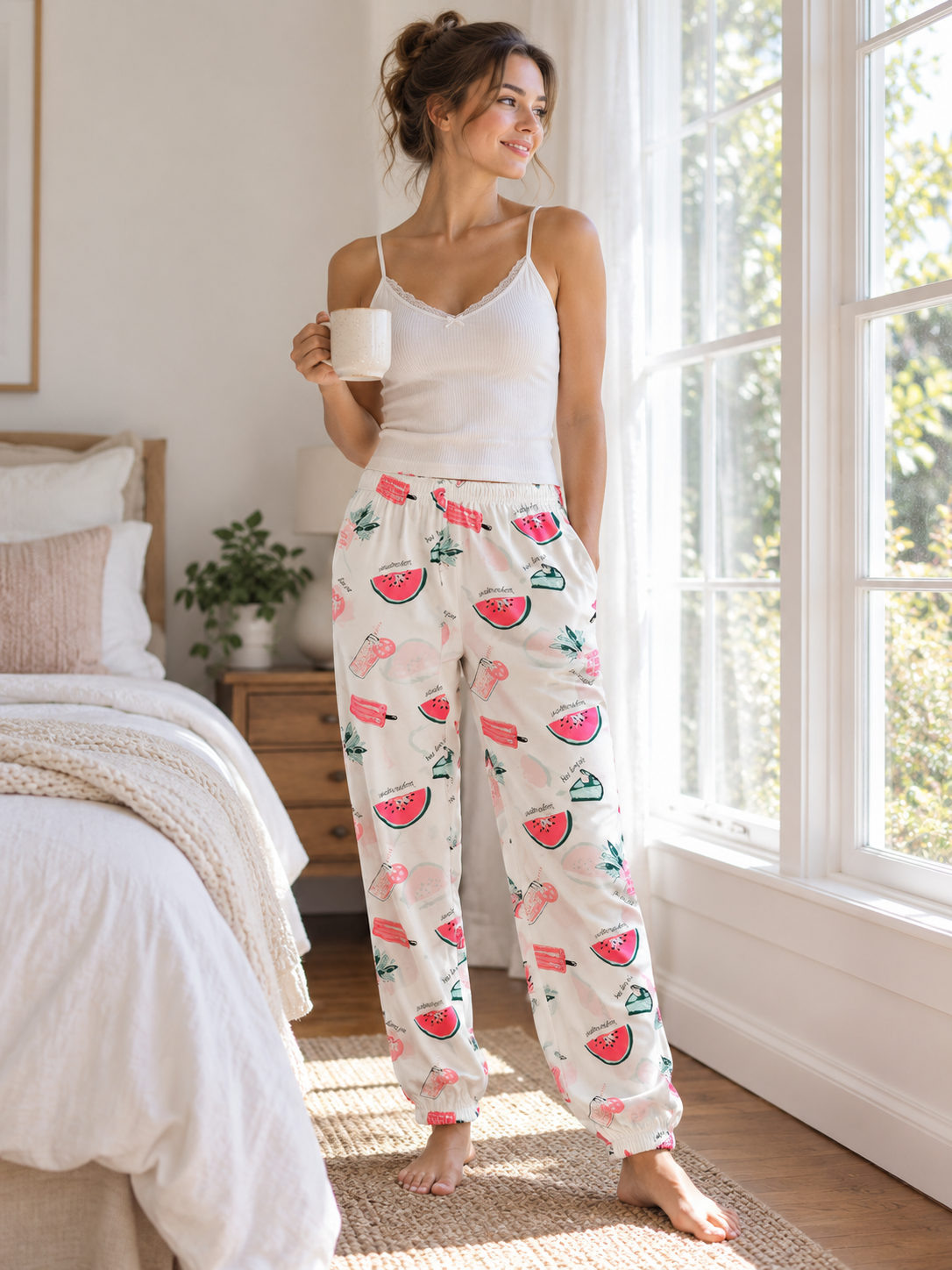 Women's 100% Cotton Watermelon Print Pajama Bottoms