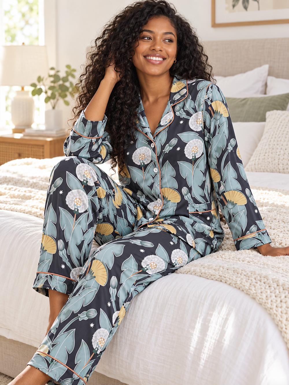 Women's Dandelion Floral Pajama Set