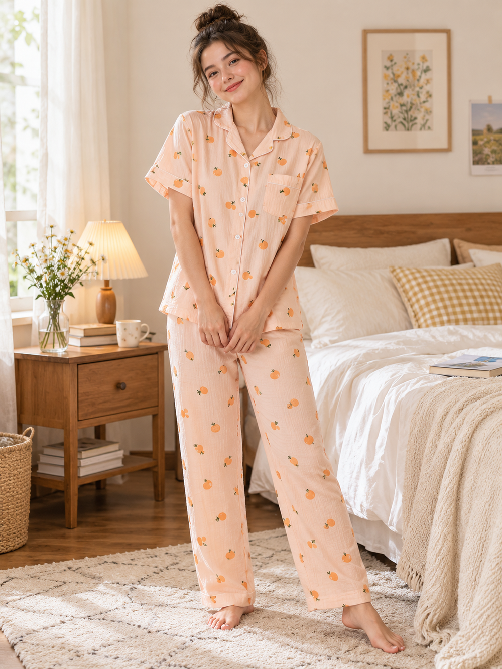 Women's Fruit Print Pajama Set