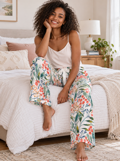 Women's White Floral Pajama Set