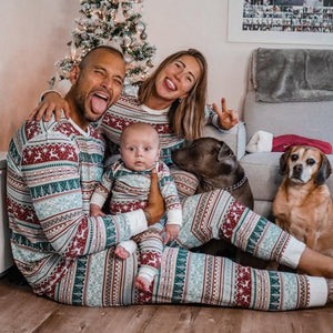 Round Neck Elegant Matching Christmas pyjamas Set