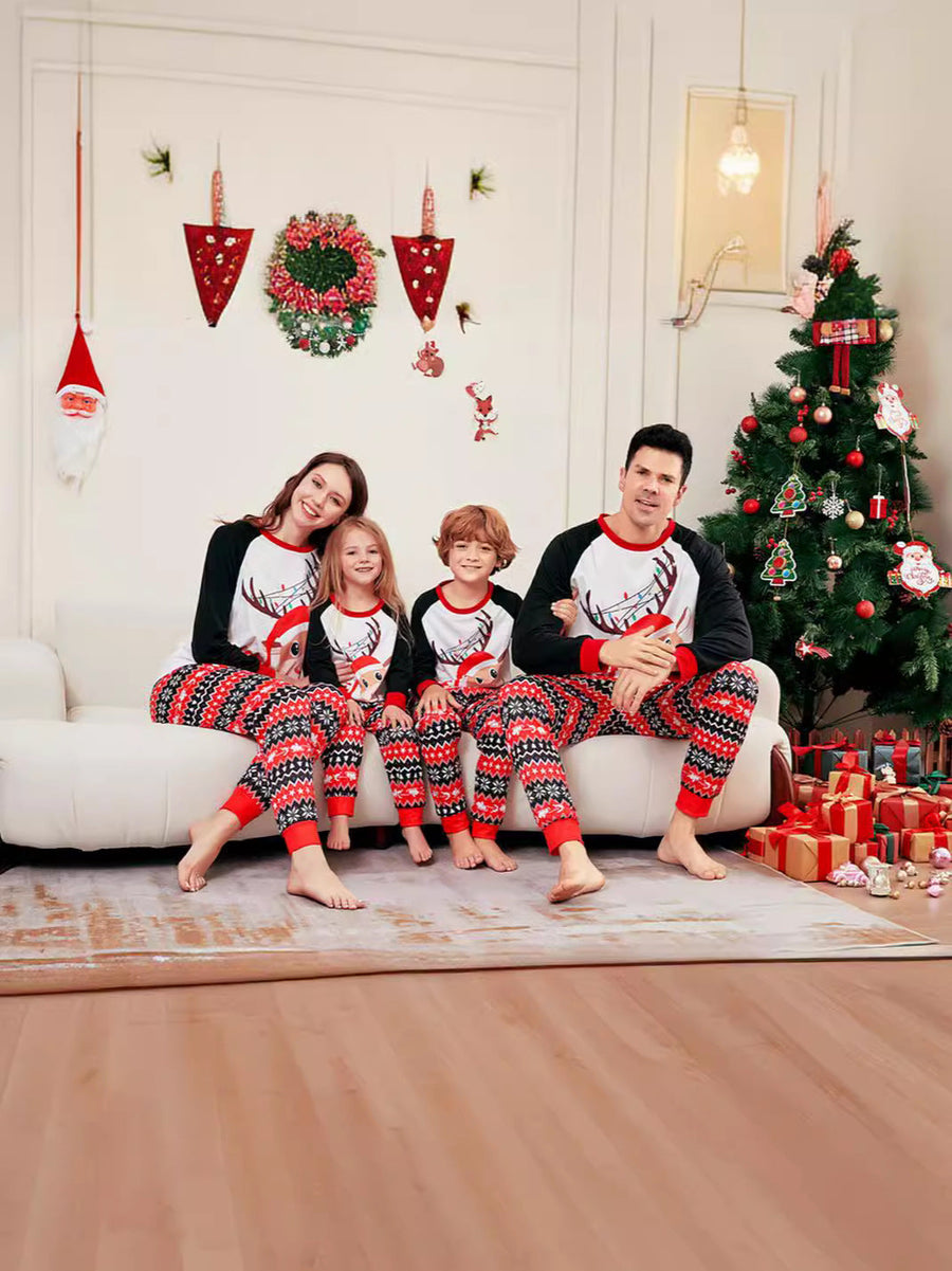 Christmas Deer Print Long Sleeve Parent-Child Pyjamas