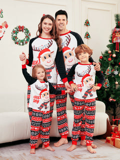 Christmas Deer Print Long Sleeve Parent-Child Pajamas - back view