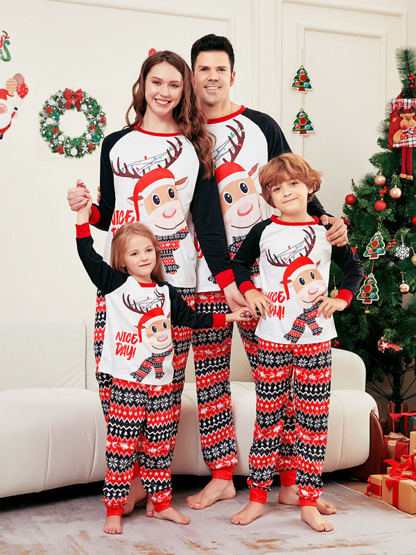 Christmas Deer Print Long Sleeve Parent-Child Pyjamas