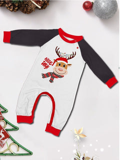 Christmas Deer Print Long Sleeve Parent-Child Pajamas - side view