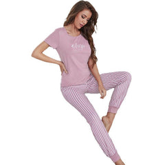 Women's Cotton Short Sleeve Pajama Set - model wearing
