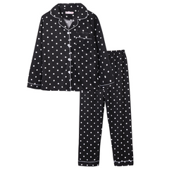 Women's Black Wave Pattern Pajama Set - front view
