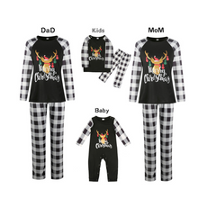 Black & White Merry Christmas Family Pajama Set - front view