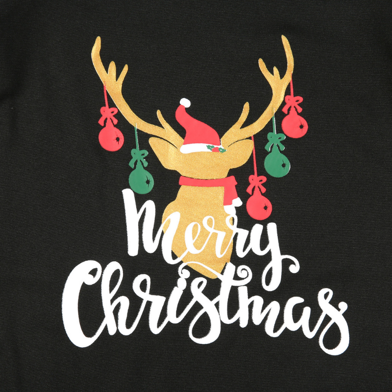 Black & White Merry Christmas Family Pajama Set - back view