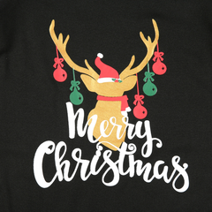 Black & White Merry Christmas Family Pajama Set - back view