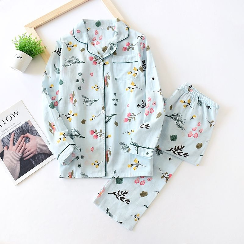 Women's Blue Bluebell Pajama Set - front view