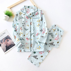 Women's Blue Bluebell Pajama Set - front view