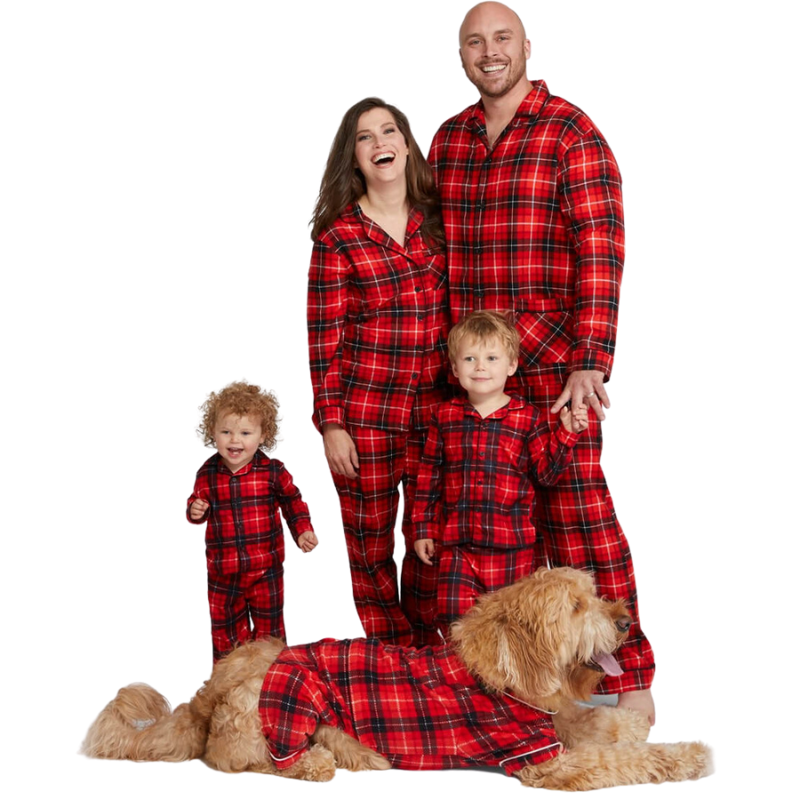 Check Matching Family Pajama Set - front view