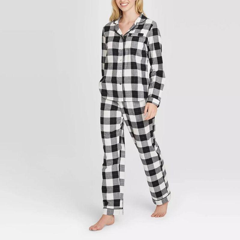 Women's Check Pajama Set - fabric detail