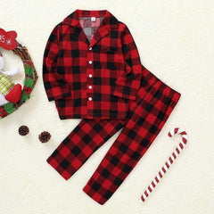 Men's Check Print Pajama Set - front view