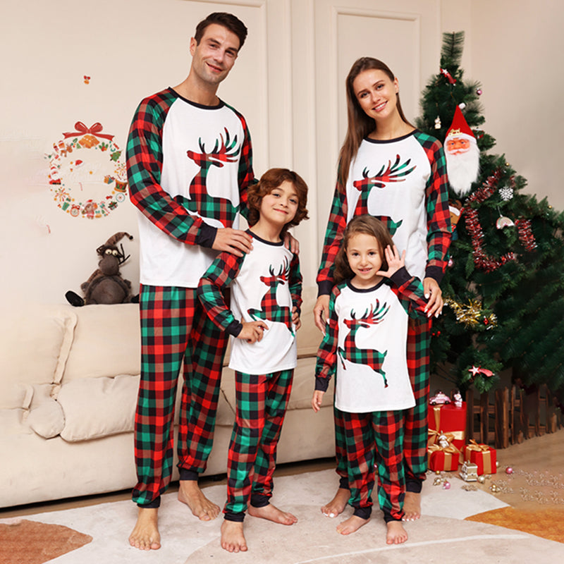 Christmas Deer Plaid Pajama Set - model wearing