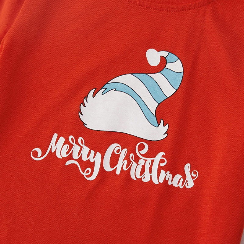 Christmas Hat Print Family Pajama Set - model wearing