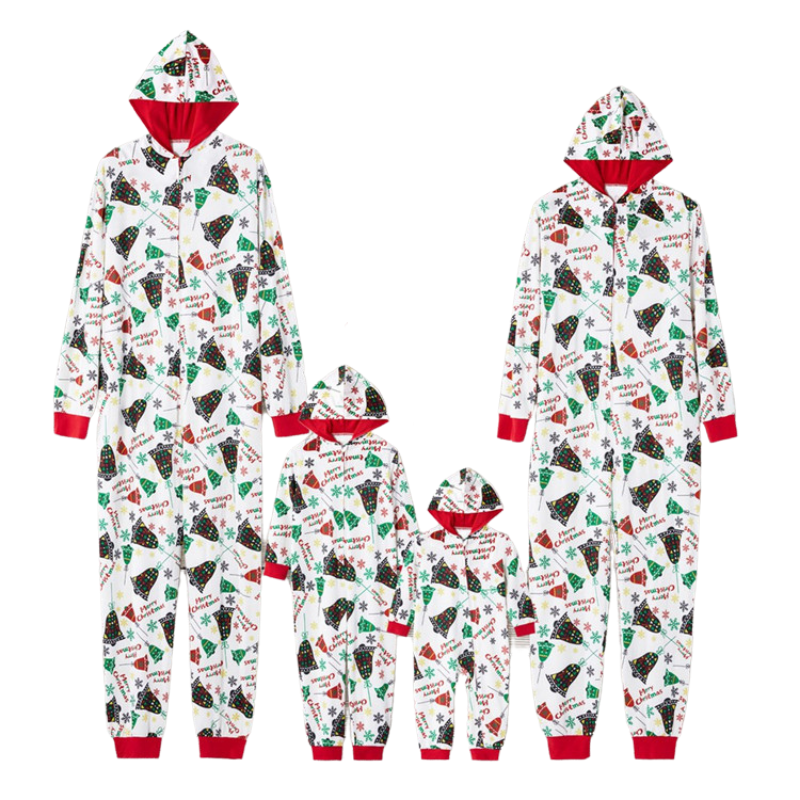 Christmas Print Jumpsuit Pajama Set - front view