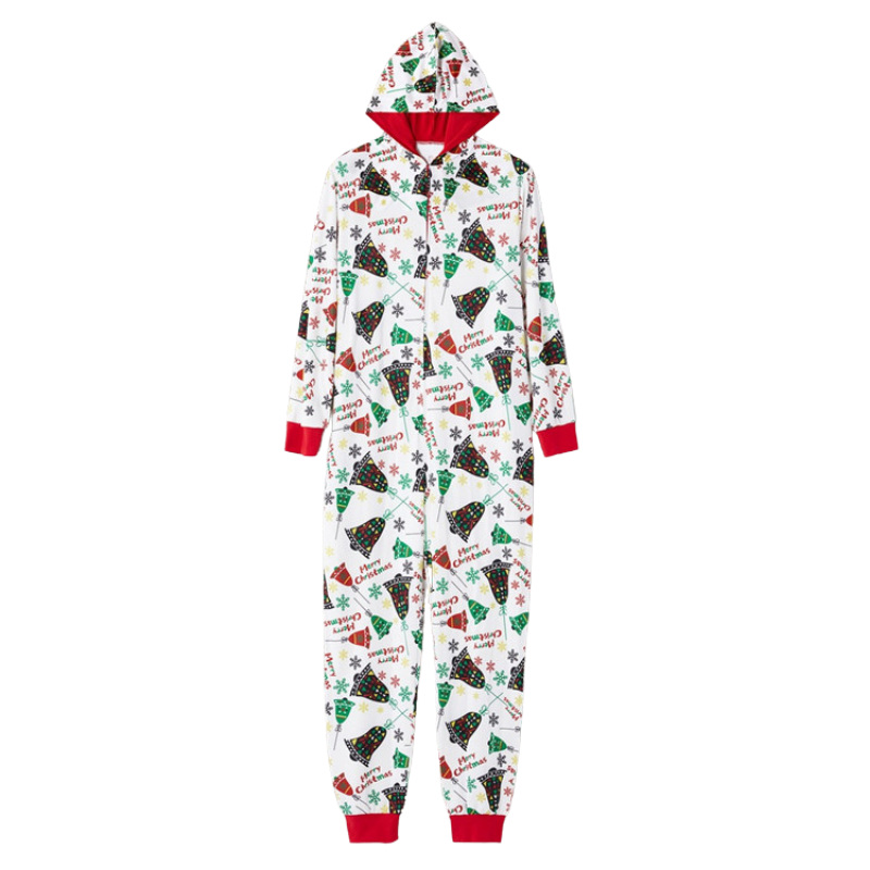 Christmas Print Jumpsuit Pajama Set - model wearing