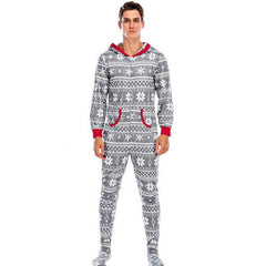 Men's Christmas Print Hooded Pajama Set - front view