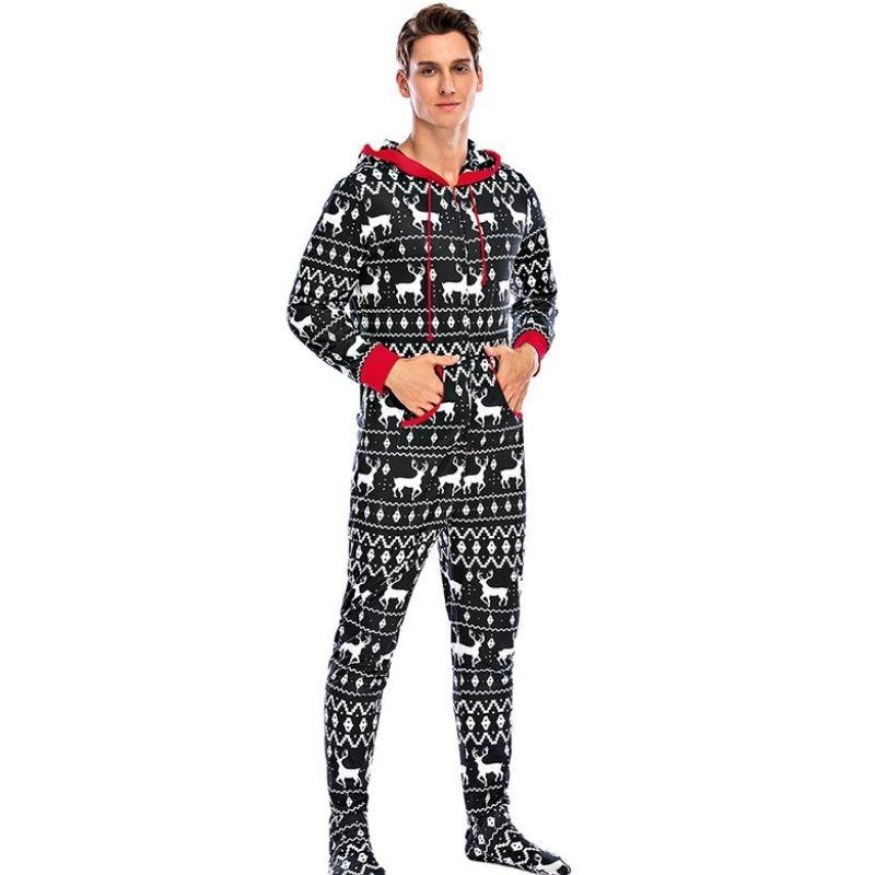 Men's Christmas Print Hooded Pajama Set - back view