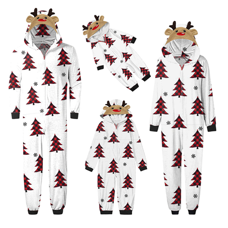 Christmas Tree Hooded Jumpsuit Pajama Set - model wearing