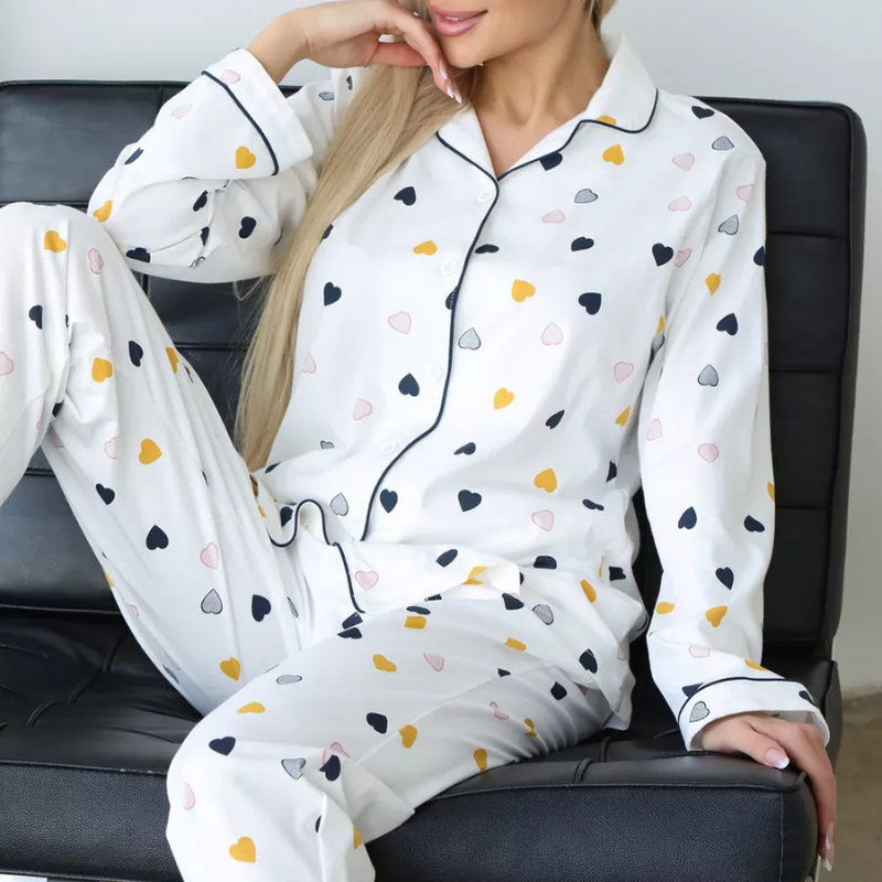 Women's Cotton Love Print Pajama Set - front view
