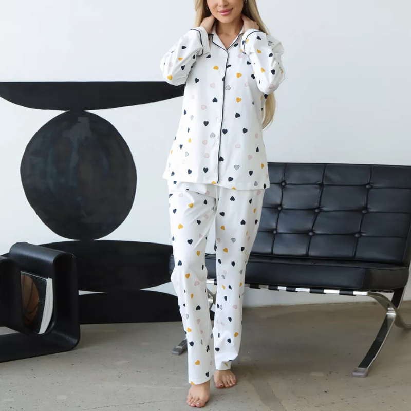 Women's Cotton Love Print Pajama Set - fabric detail