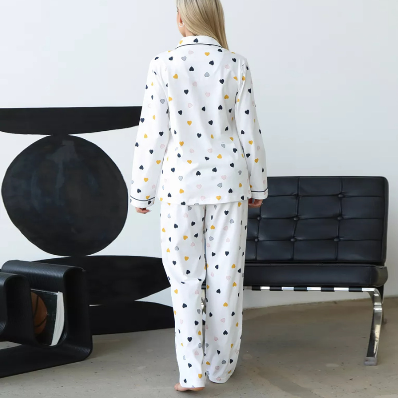 Women's Cotton Love Print Pajama Set - model wearing