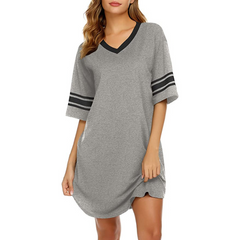 Women's Cotton V-Neck Short Sleeve Sleep Top - front view