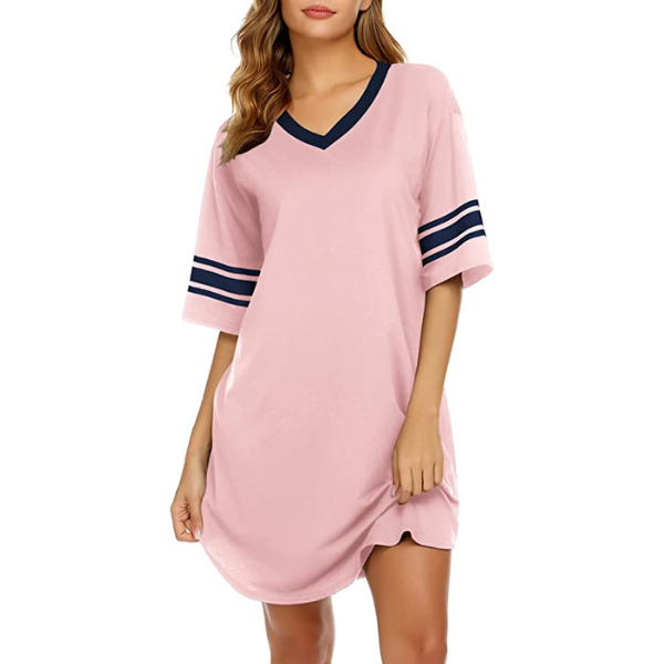 Women's Cotton V-Neck Short Sleeve Sleep Top - fabric detail