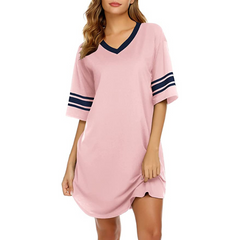 Women's Cotton V-Neck Short Sleeve Sleep Top - fabric detail