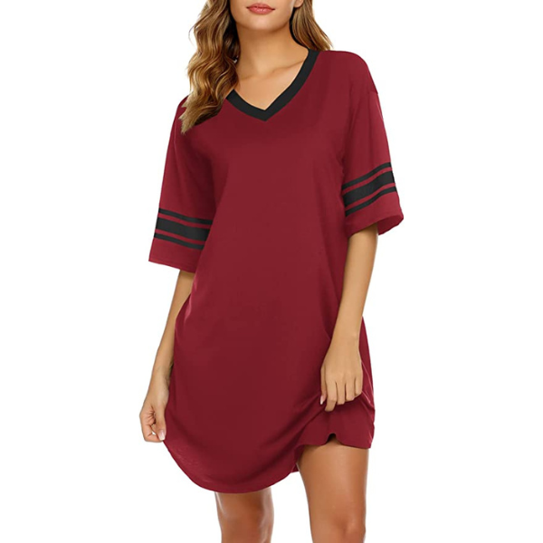 Women's Cotton V-Neck Short Sleeve Sleep Top - back view