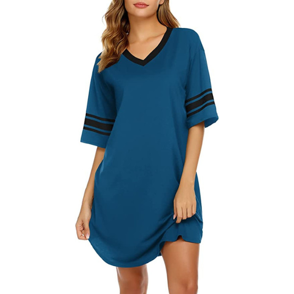 Women's Cotton V-Neck Short Sleeve Sleep Top - side view